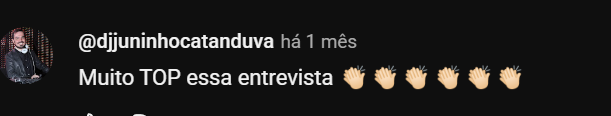 Depoimento no YouTube elogiando a entrevista do Café com Zákia.